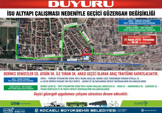 Derince’ye geçici trafik düzenlemesi..