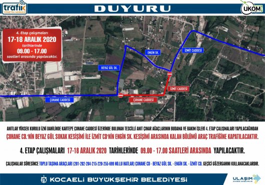 ÇUHANE CADDESİNDE  GEÇİCİ GÜZERGAH UYGULAMASI
