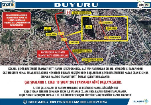 ŞEHİR HASTANESİ TRAMVAY HATTI İÇİN YOL KAPATACAK